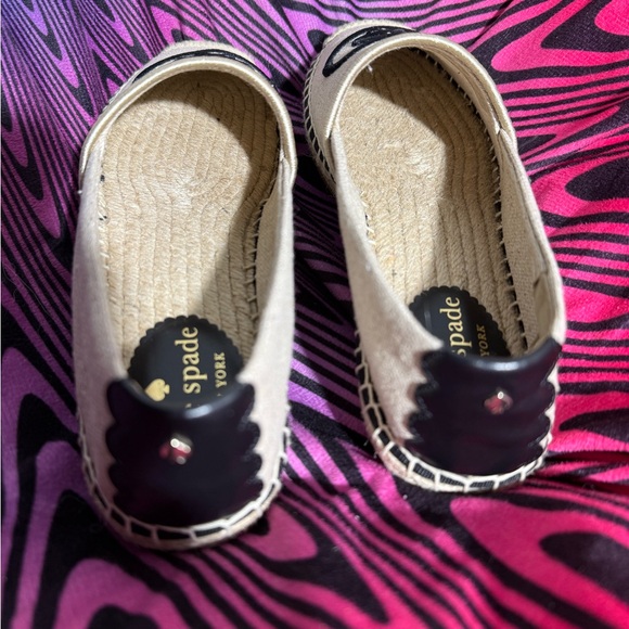 NEW Kate Spade Gwen Heart Spade Espadrilles cream black casual flats - Picture 3 of 4